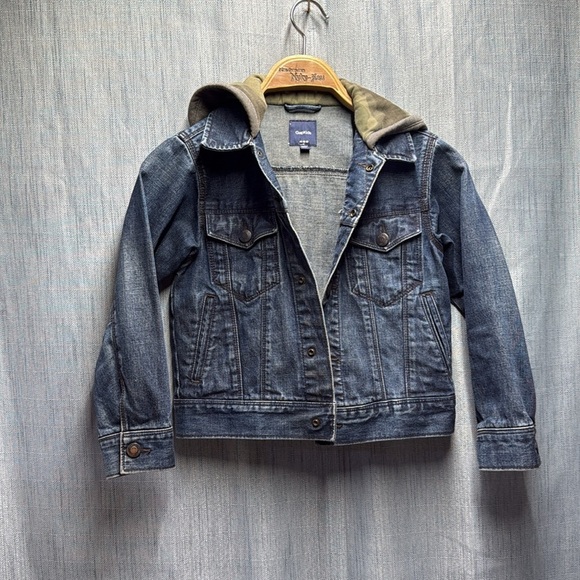 GAP Blue and Gray Jean Jacket with Hood size small - Picture 2 of 5